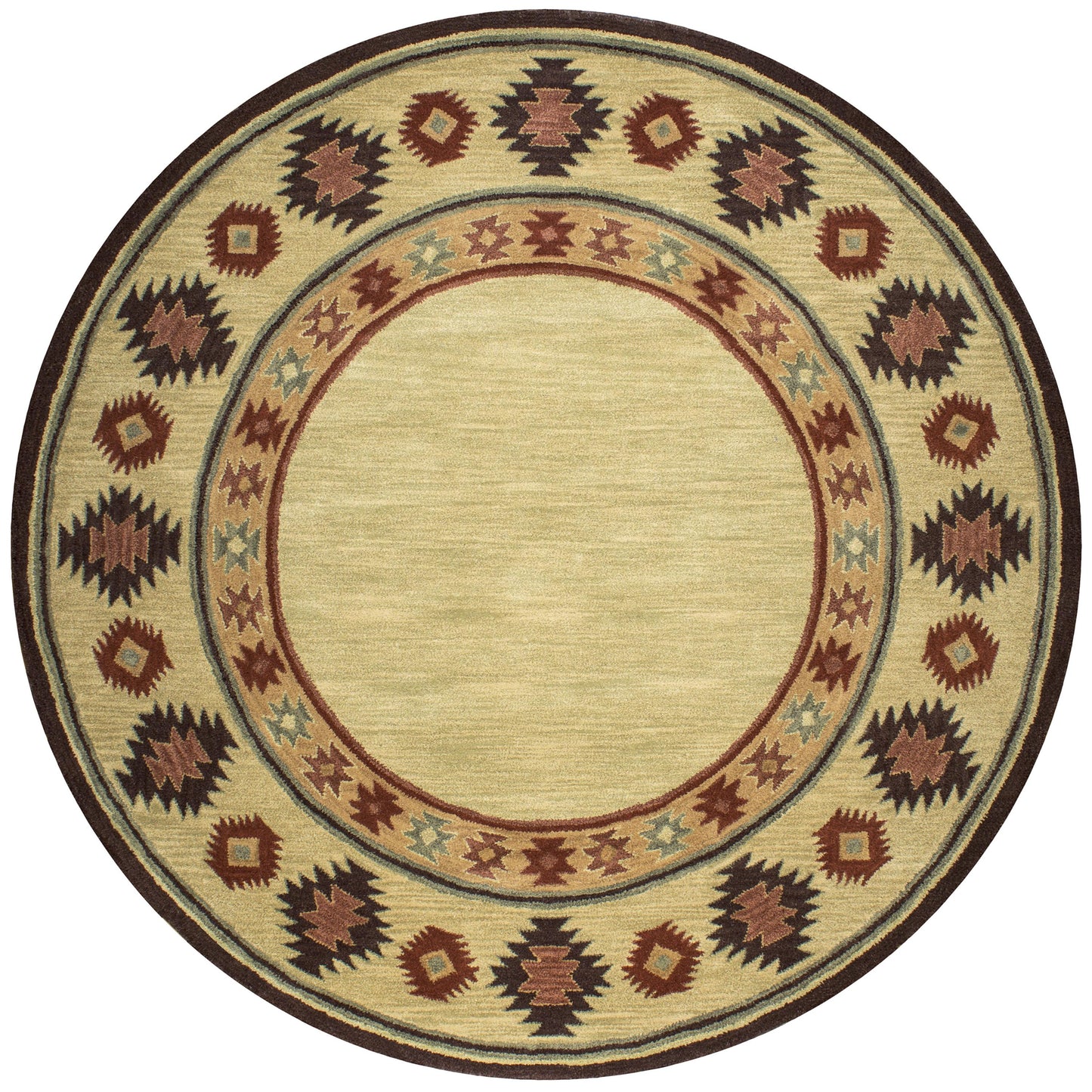 Southwest rustic lodge-style rug, 8' round.