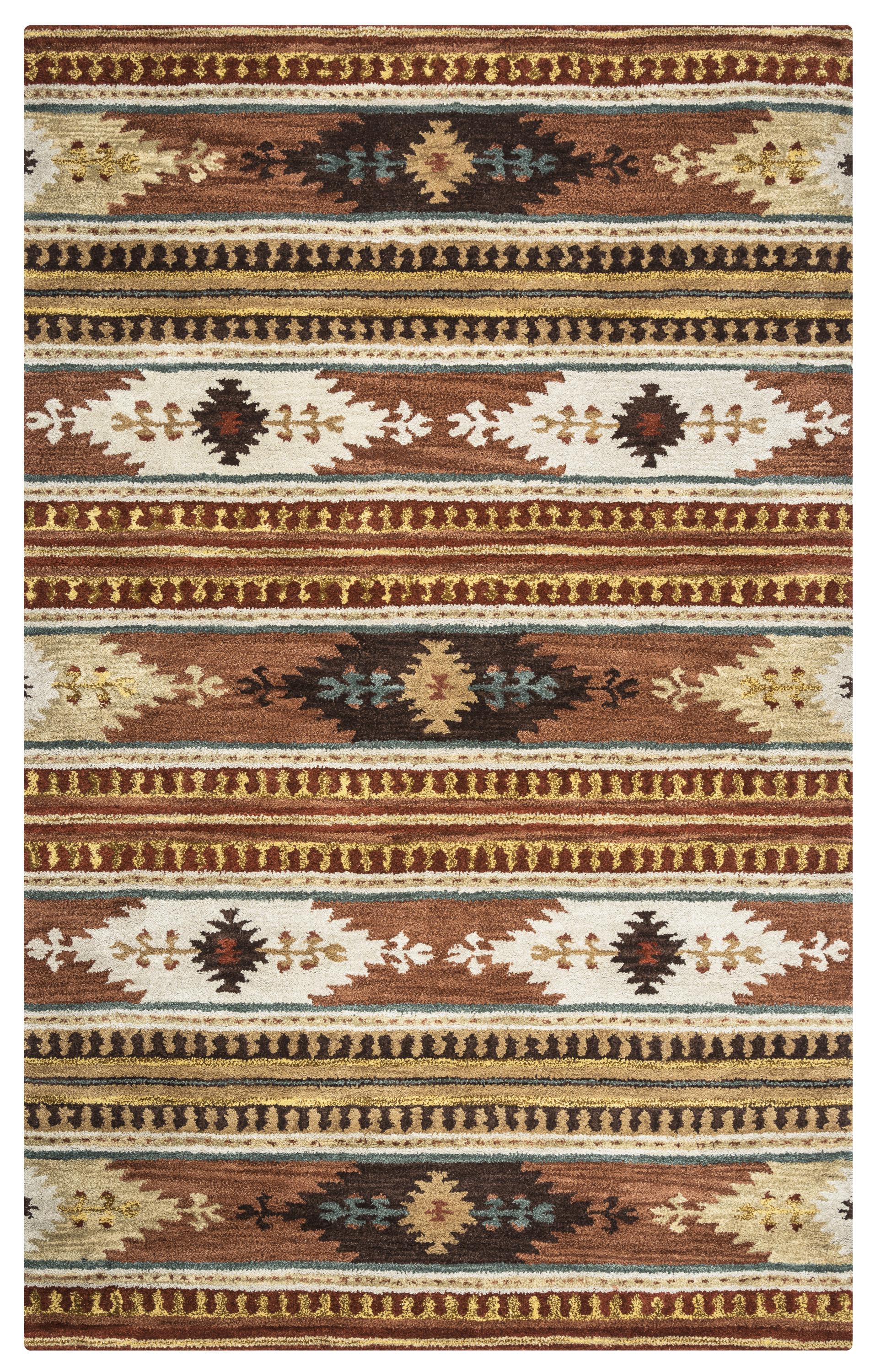 Southwestern style rug with a rustic lodge pattern, 12' x 15'.
