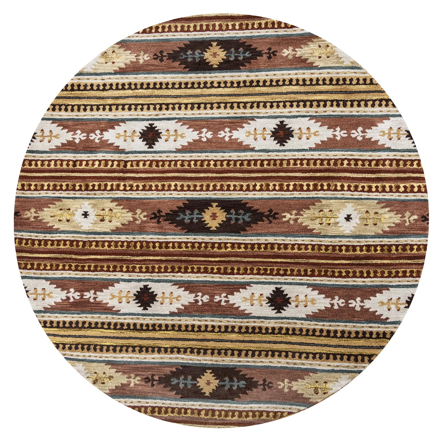 Southwest rustic lodge style round rug, 10' Round.