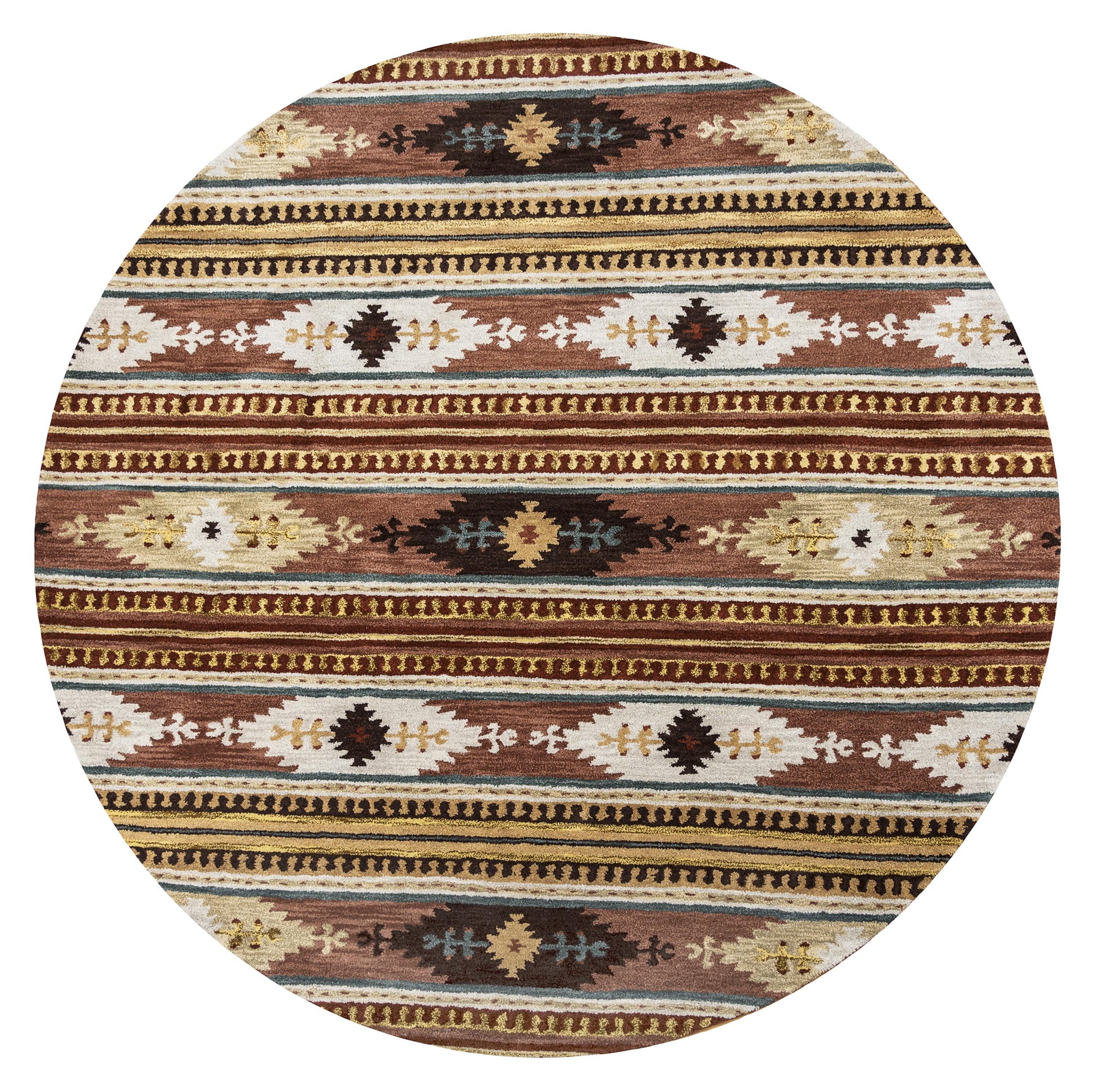 Southwest rustic lodge style round rug, 10' Round.