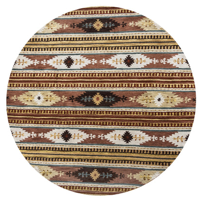 Southwest rustic lodge style round rug, 10' Round.