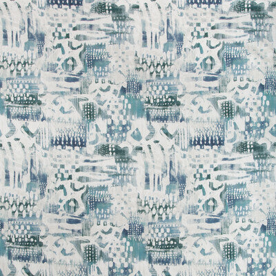 KRAVET BASICS PRINT MODERN TURQUOISE,BLUE,WHITE   - SURFWOOD.35.0