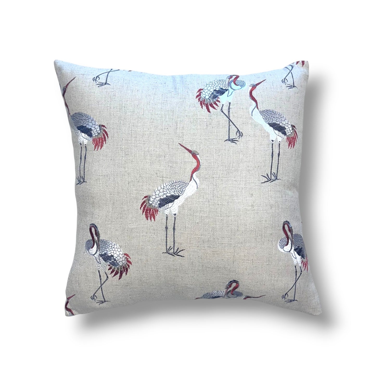 19" Natural with Red, Grey, and Black Accents 86% Polyester, 9% Rayon, 5% Linen Pillow Cover in D.V. Kap Home Kansha Novelty Fabric / DVK 3409 Fabric