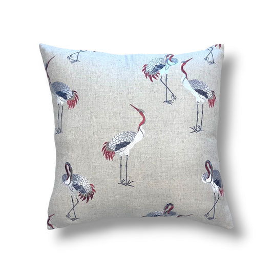 19" Natural with Red, Grey, and Black Accents 86% Polyester, 9% Rayon, 5% Linen Pillow Cover in D.V. Kap Home Kansha Novelty Fabric / DVK 3409 Fabric