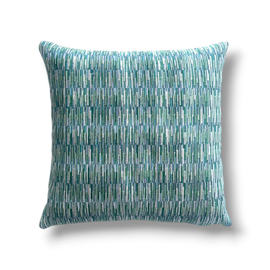 19" Green, Aqua, Teal Velvet / Woven Pillow Cover in S. Harris Jakar Earth Fabric | Silverwood Studio (Cover Only)