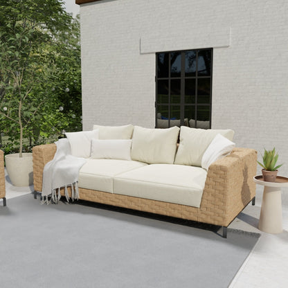 Sand solid textured fabric swatch with visible weave.
