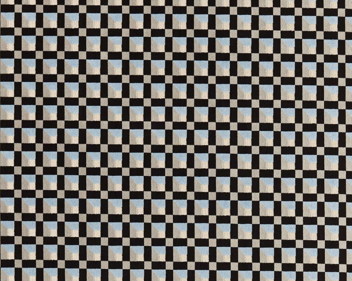 Harlequin Blocks Fabric Geometric Cornflower,Black Earth,Sketched   - HQN3133898