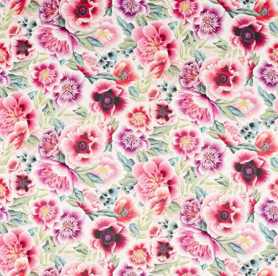 HARLEQUIN Marsha Fabric Contemporary, Floral Powder,Peony,Magenta   - HDHP121110