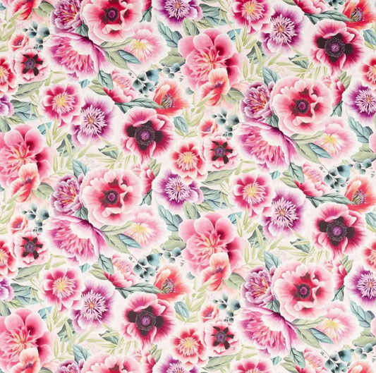 HARLEQUIN Marsha Fabric Contemporary, Floral Powder,Peony,Magenta   - HDHP121110