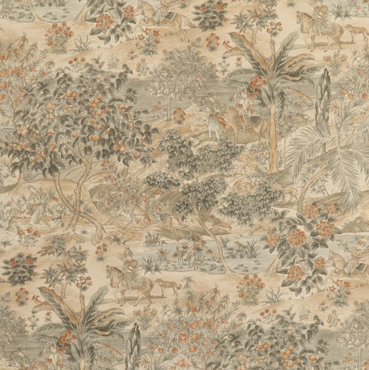 G P & J Baker - Ramayana Woodsmoke (BW45088-4) Wallpaper