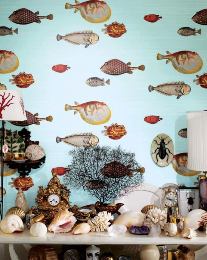 Cole & Son - Acquario Print Room Blue (97/10030-CS) Wallpaper