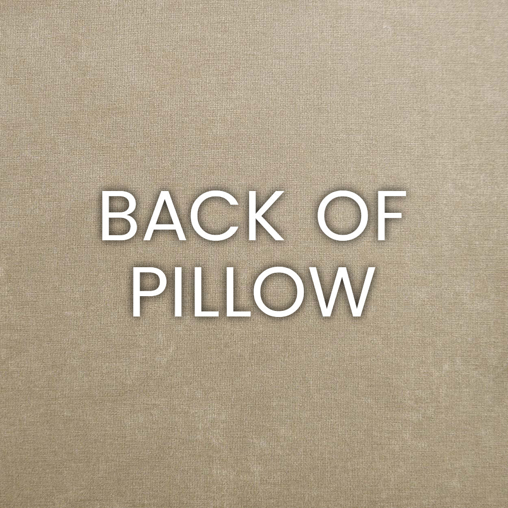 Back of a cream-beige pillow with textured woven fabric, soft linen look.