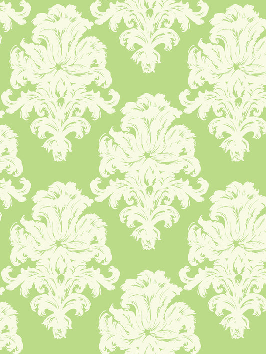 Seabrook Designs  Montserrat Damask Coastal Olive Green , Off-White   - TA20104