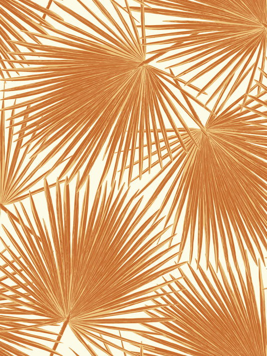 Seabrook Designs  Aruba Palm Coastal Rust Orange , White   - TA20206