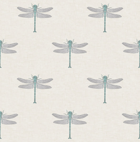 Seabrook Designs  Catalina  Animal Print Coastal Off-White, Blue, Metallic Silver, , Black   - TA20302