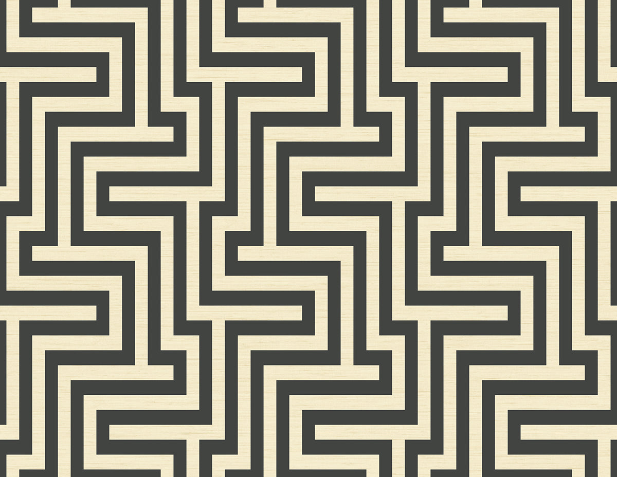 Seabrook Designs  Martinique Geometric Coastal Black , Off-White   - TA20400