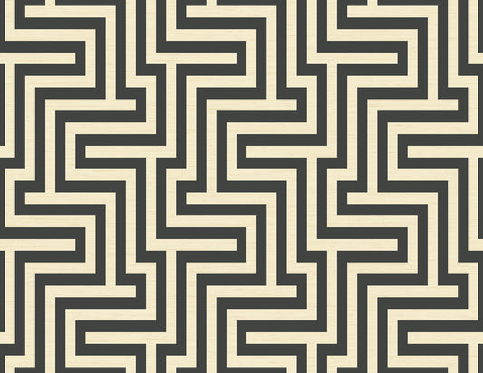 Seabrook Designs  Martinique Geometric Coastal Black , Off-White   - TA20400