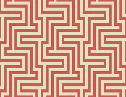 Seabrook Designs  Martinique Geometric Coastal Rust Orange , Off-White   - TA20401