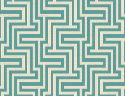 Seabrook Designs  Martinique Geometric Coastal Sea Green , White   - TA20404
