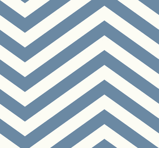 Seabrook Designs  Jamaica Chevron Chevron Coastal Teal , White   - TA20602