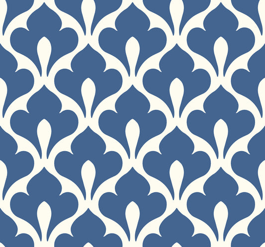Seabrook Designs  Grenada Geometric Coastal Prussian Blue , White   - TA20802