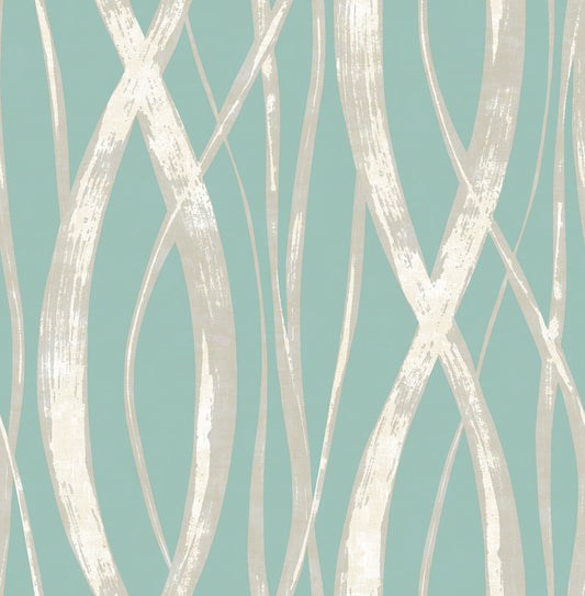 Seabrook Designs  Barbados Abstract Coastal Turquoise, Metallic Silver, , White   - TA21104