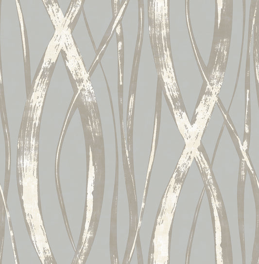 Seabrook Designs  Barbados Abstract Coastal Gray, Metallic Silver, , White   - TA21108