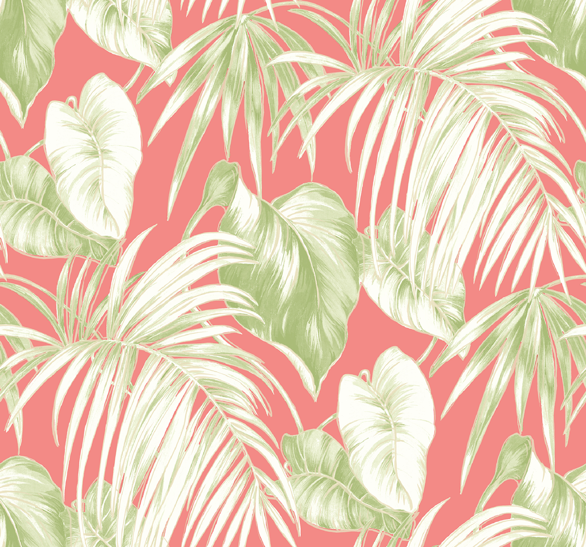 Seabrook Designs  Dominica Botanical Coastal Salmon, Green, , White   - TA21601