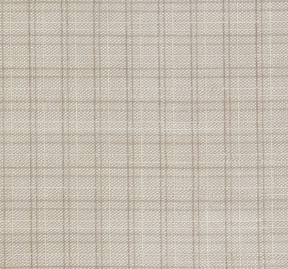 Beige plaid woven rug texture with tan grid lines and subtle raised weave.