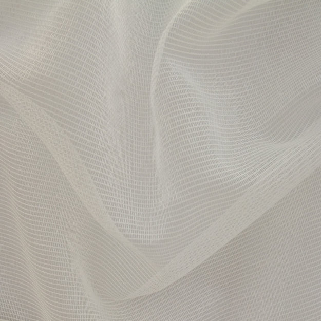 Ivory sheer tulle fabric with fine mesh, soft drape and delicate texture for overlays or gowns.