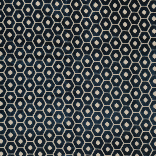 STOUT TEXTILES  UPHOLSTERY,VELVET TRADITIONAL, GEOMETRIC INDIGO,INK   - TAMB-1