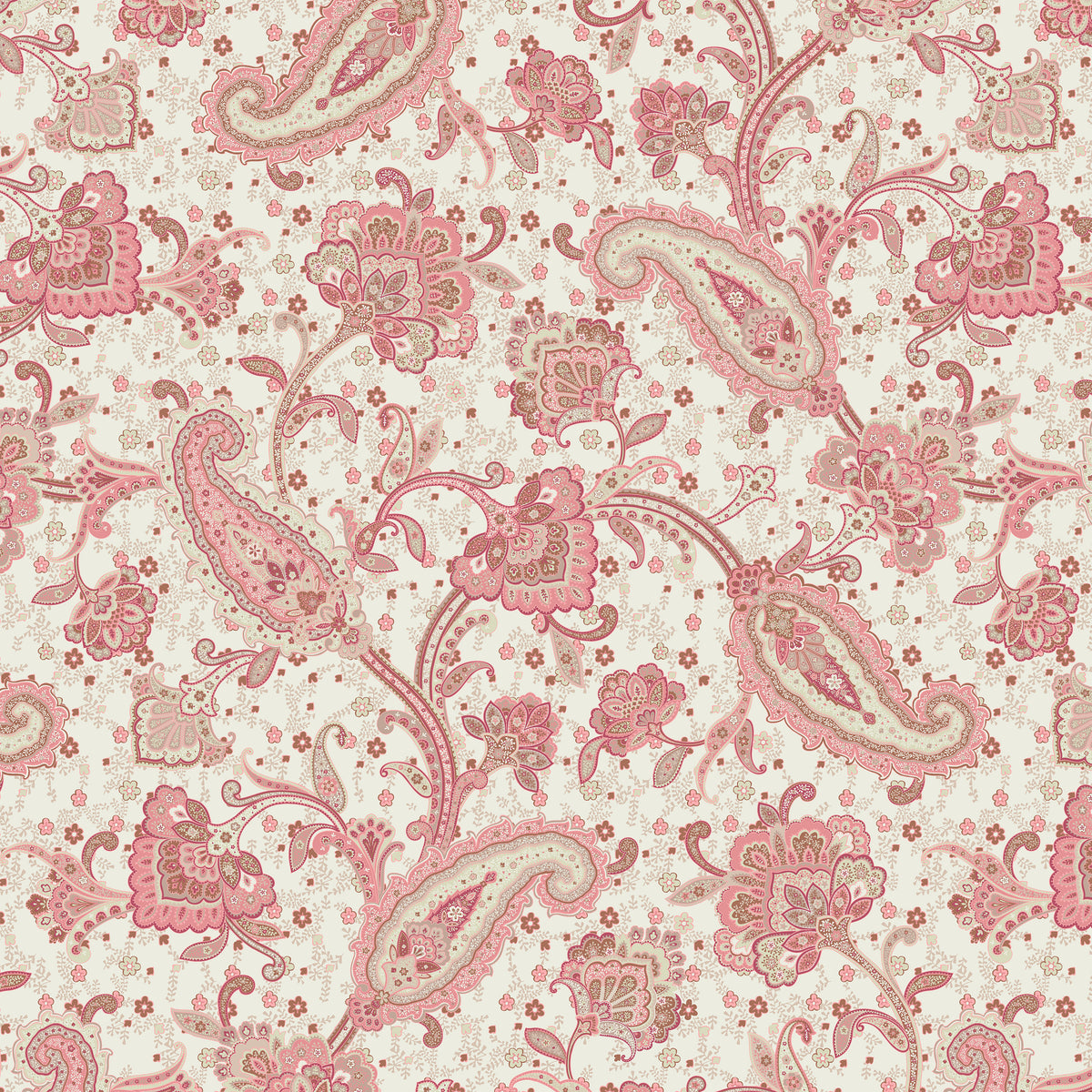 STOUT TEXTILES  MULTIPURPOSE,PRINT TRANSITIONAL,, PAISLEY PINK   - TANN-2