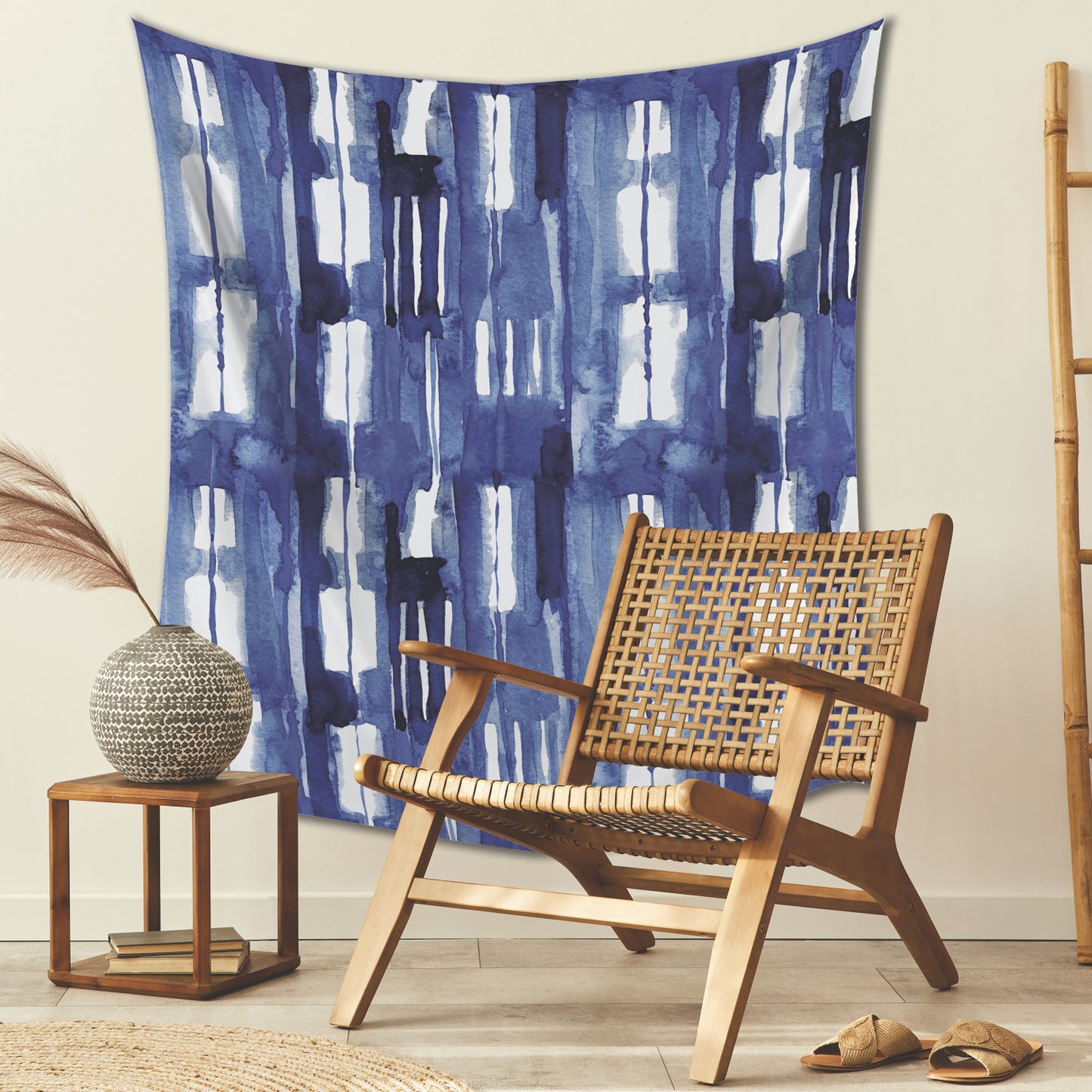 York Wallcoverings RoomMates Shibori Tapestry Transitional Abstract Blues  Wallpaper - TAP4888LG