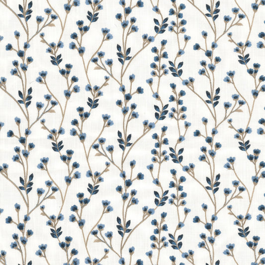 STOUT TEXTILES  MULTIPURPOSE,EMBROIDERIES TRADITIONAL, FLORAL INDIGO,INK   - TAVE-1