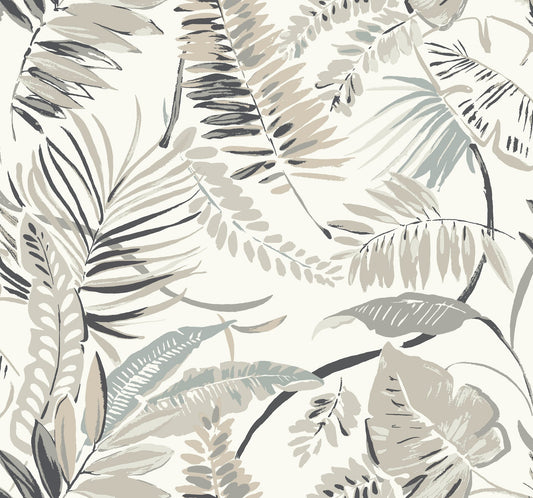 York Wallcoverings Inspired by Color Tropical Toss White Wallpaper  Botanical Whites and Off-Whites   - TC2622