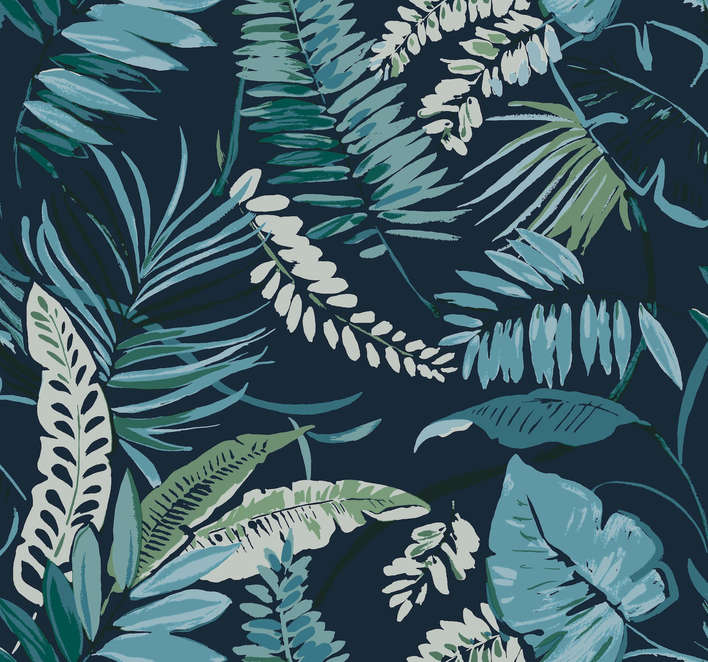York Wallcoverings Inspired by Color Tropical Toss Navy Wallpaper  Botanical Blues   - TC2623