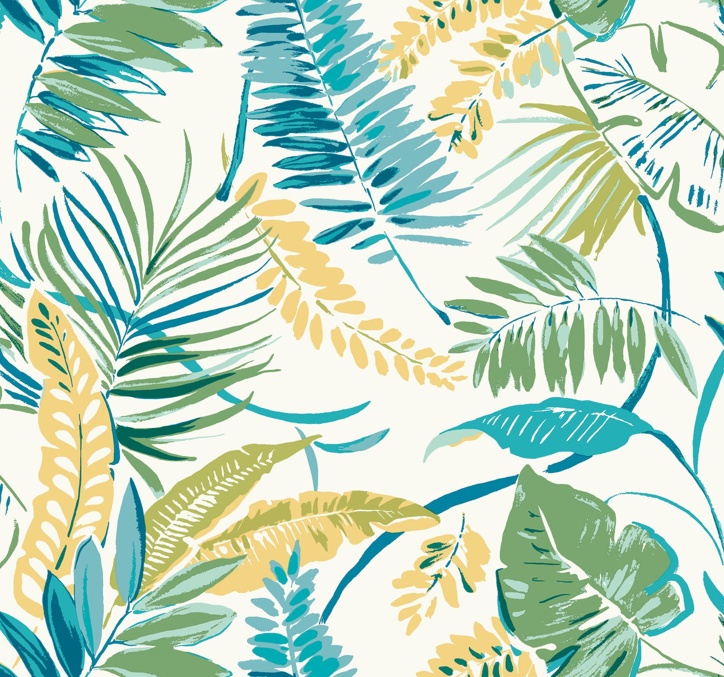 York Wallcoverings York Wallcoverings Tropical Toss Aqua and Yellow Wallpaper  Botanical Yellows   - TC2626