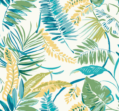 York Wallcoverings York Wallcoverings Tropical Toss Aqua and Yellow Wallpaper  Botanical Yellows   - TC2626