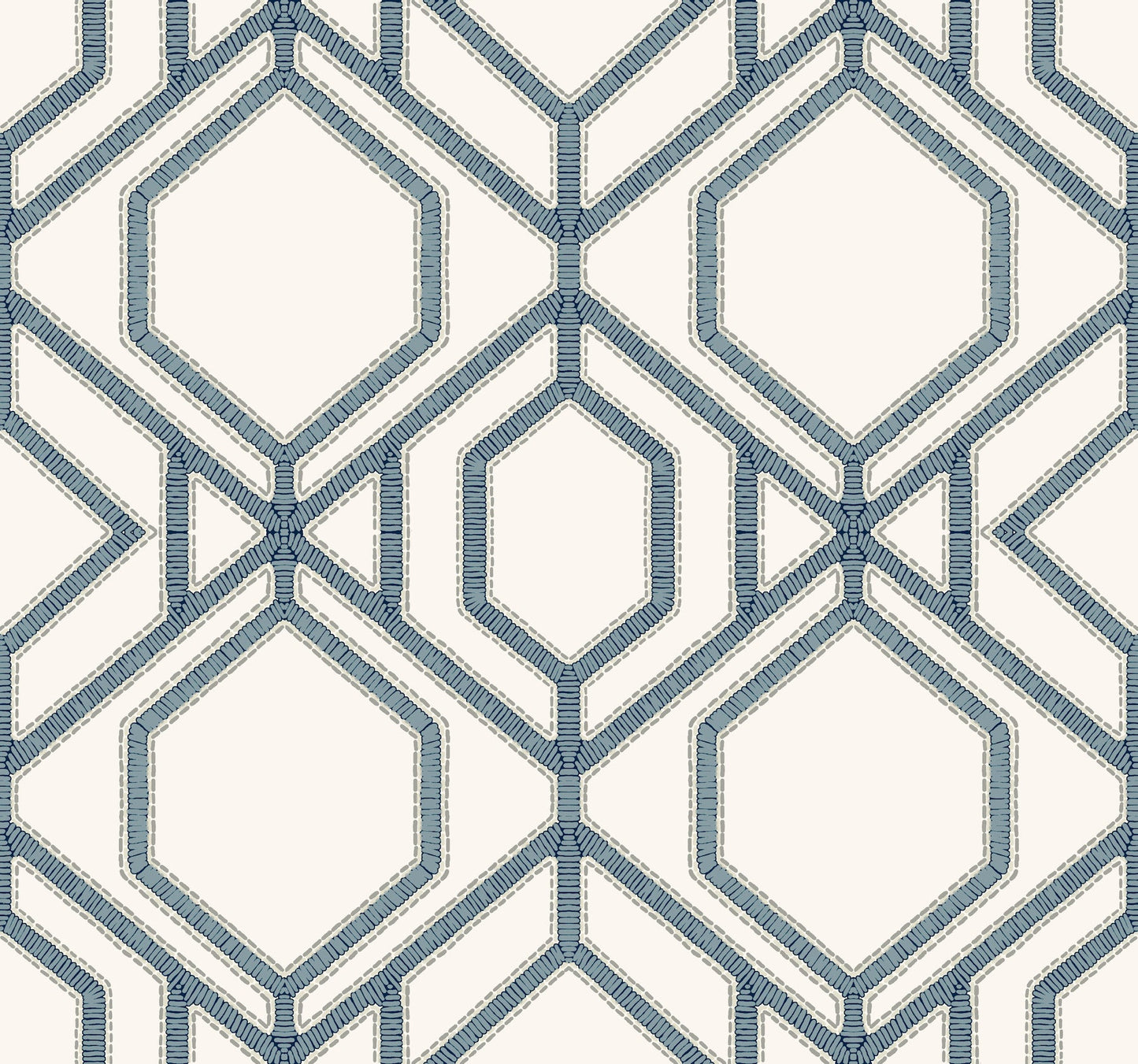 York Wallcoverings York Wallcoverings Sawgrass Trellis White and Blue Wallpaper  Trellis and Lattice Whites and Off-Whites   - TC2634