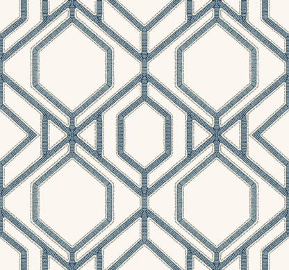 York Wallcoverings York Wallcoverings Sawgrass Trellis White and Blue Wallpaper  Trellis and Lattice Whites and Off-Whites   - TC2634