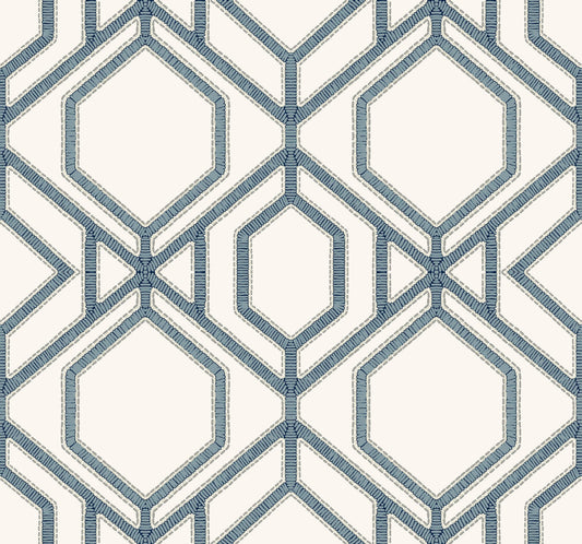York Wallcoverings York Wallcoverings Sawgrass Trellis White and Blue Wallpaper  Trellis and Lattice Whites and Off-Whites   - TC2634