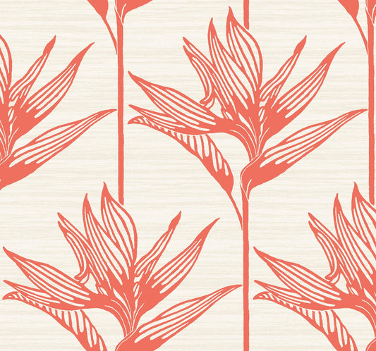 York Wallcoverings York Wallcoverings Bird of Paradise Coral Wallpaper  Botanical Oranges   - TC2676