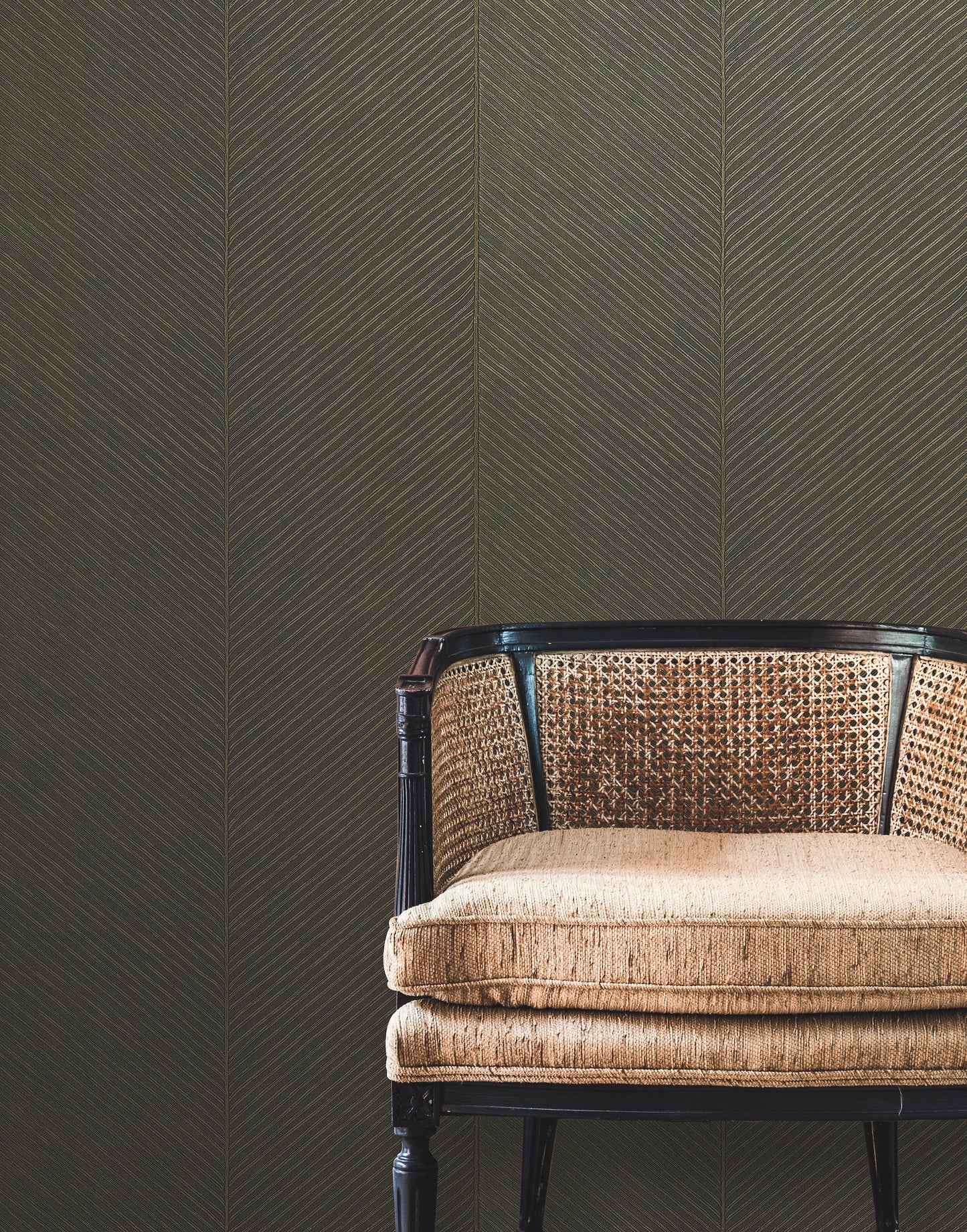 York Wallcoverings York Wallcoverings Palm Chevron Black and Gold Wallpaper  Textures Blacks   - TC2696