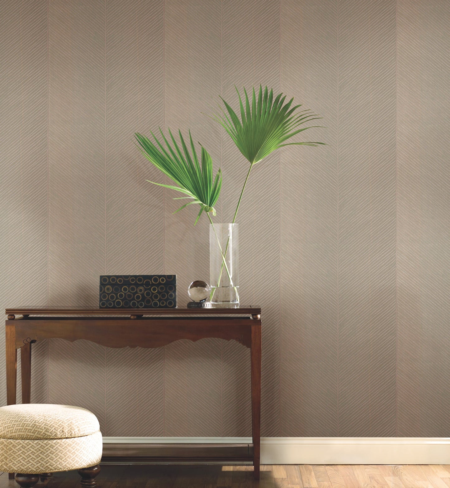 York Wallcoverings York Wallcoverings Palm Chevron Taupe and Gold Wallpaper  Textures Neutrals   - TC2699