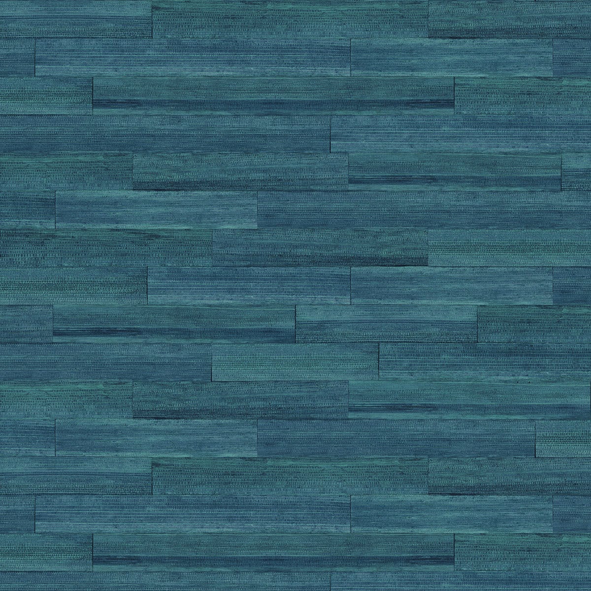 Blue teal wood plank tile pattern with staggered rectangular boards and a weathered coastal wall-cladding look.