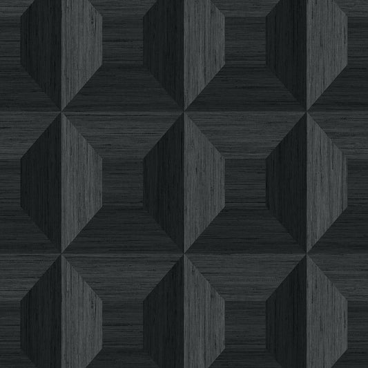 Seabrook Designs  Squared Away Geometric Geometric Contemporary Ebony   - TC70600