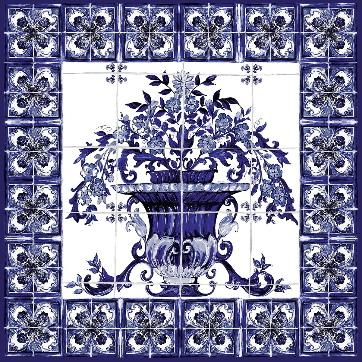 Dolce & Gabbana Casa  Vase Mediterraneo Mural Tile Contemporary Blues   - TCW001TCAI8UB003