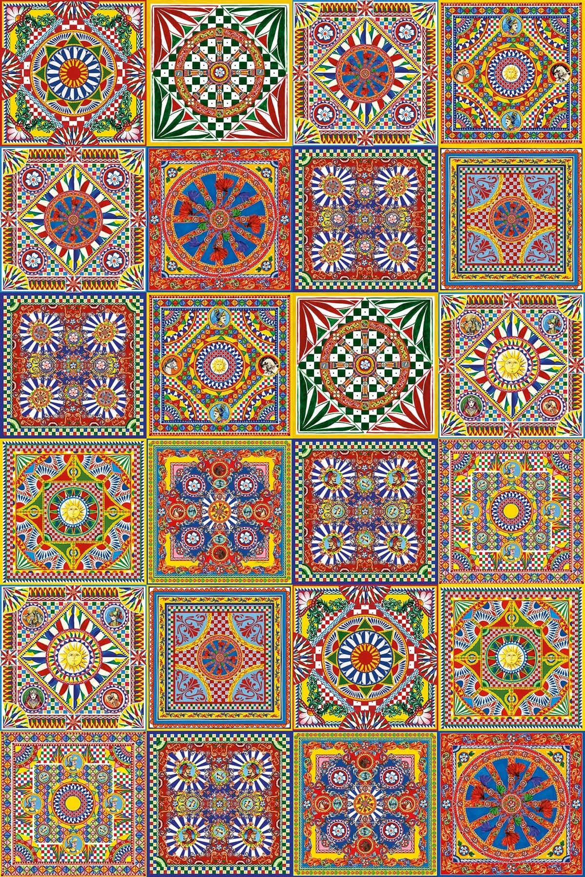 Dolce & Gabbana Casa  Carretto Mural Geometric Contemporary Multicolors   - TCW002TCAHPUC085