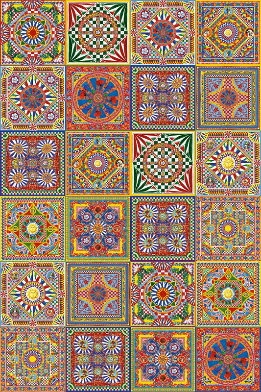 Dolce & Gabbana Casa  Carretto Mural Geometric Contemporary Multicolors   - TCW002TCAHPUC085