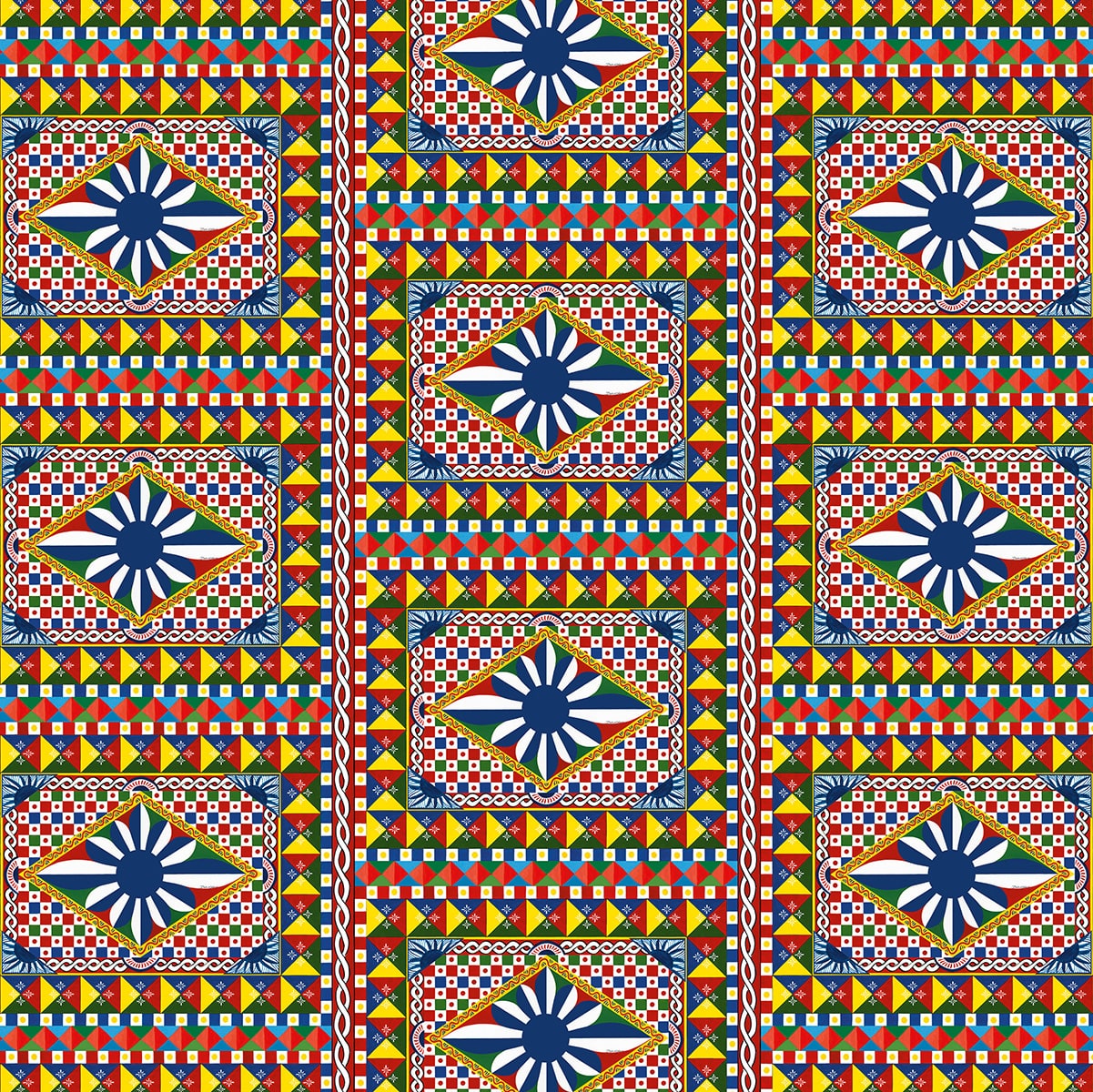 Dolce & Gabbana Casa  Geo Carretto Mural Geometric Contemporary Multicolors   - TCW003TCAHPUC072